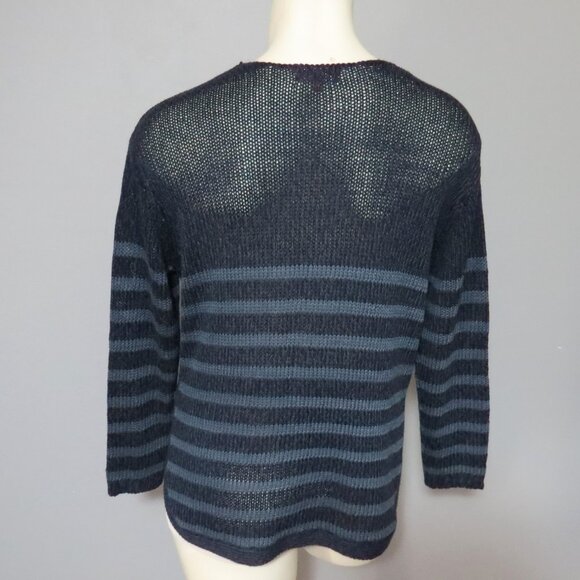 Downing Studio Navy & Gray Striped Open-Knit Sweater Women's Size 2x - Picture 4 of 7